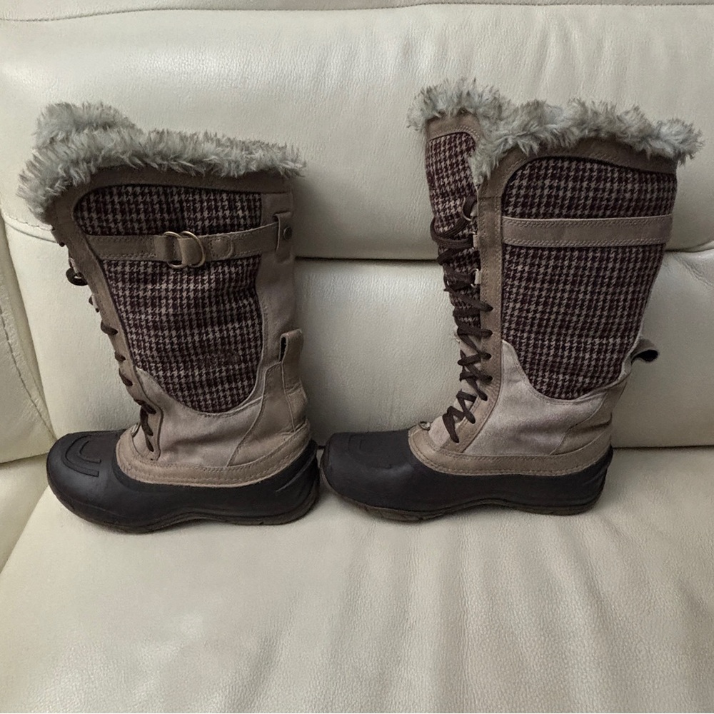 The North Face Shellista Lace Luxe Boot Brown Houndstooth Waterproof Size 8 - Picture 2 of 6